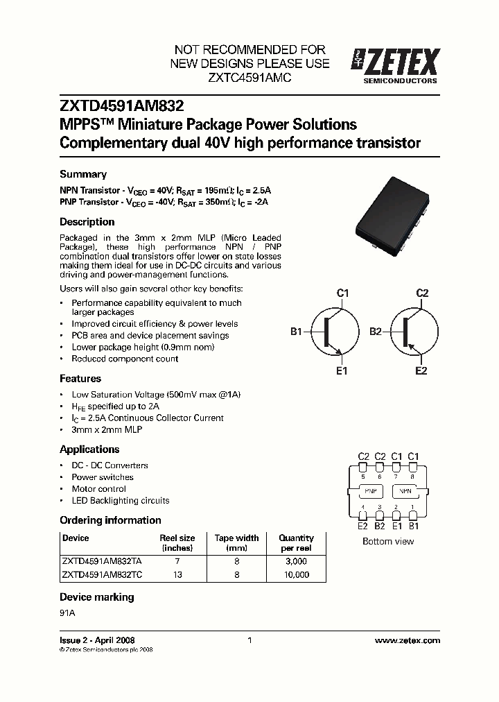 ZXTD4591AM832TA_5277135.PDF Datasheet