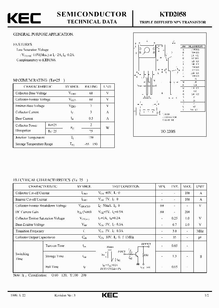 KTD2058_5278422.PDF Datasheet