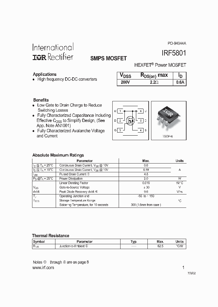 IRF5801_5294388.PDF Datasheet