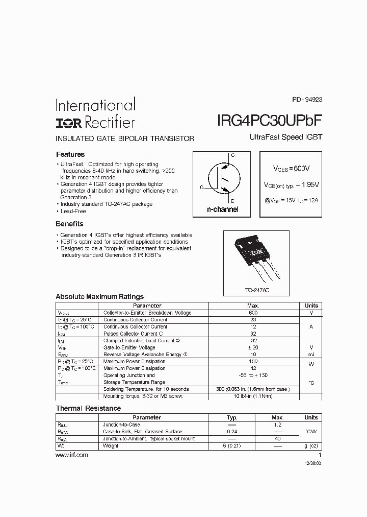 IRG4PC30UPBF_5308658.PDF Datasheet