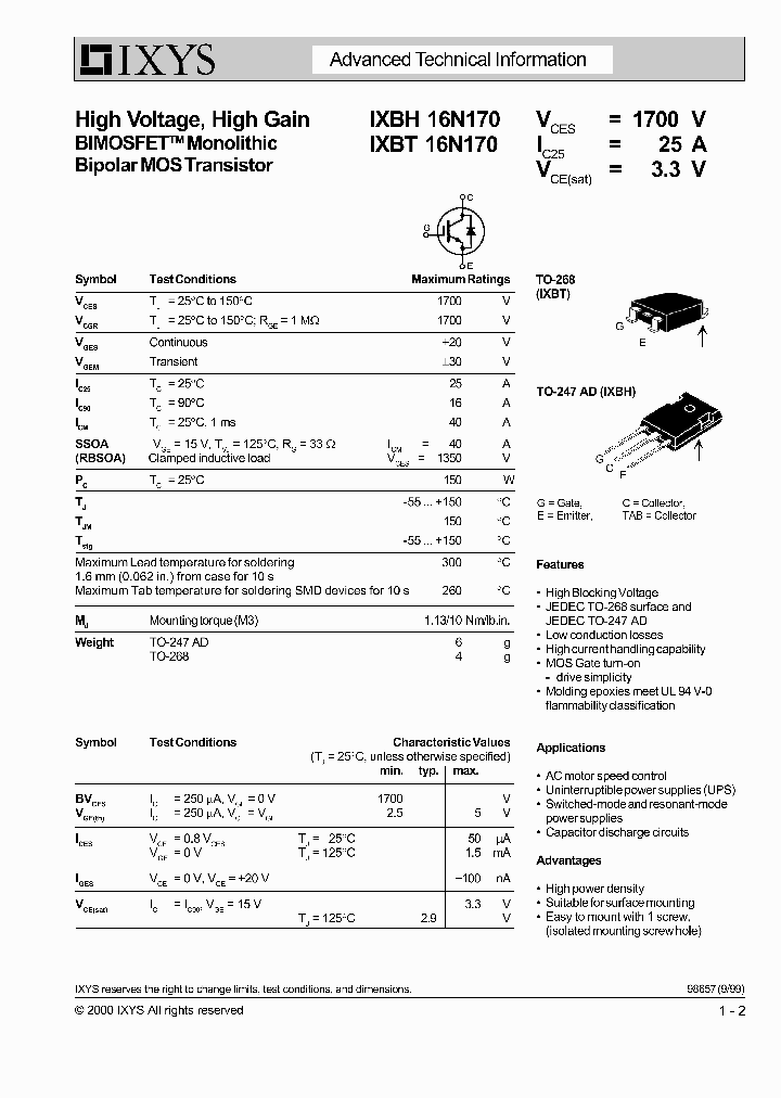IXBH16N170_5308494.PDF Datasheet