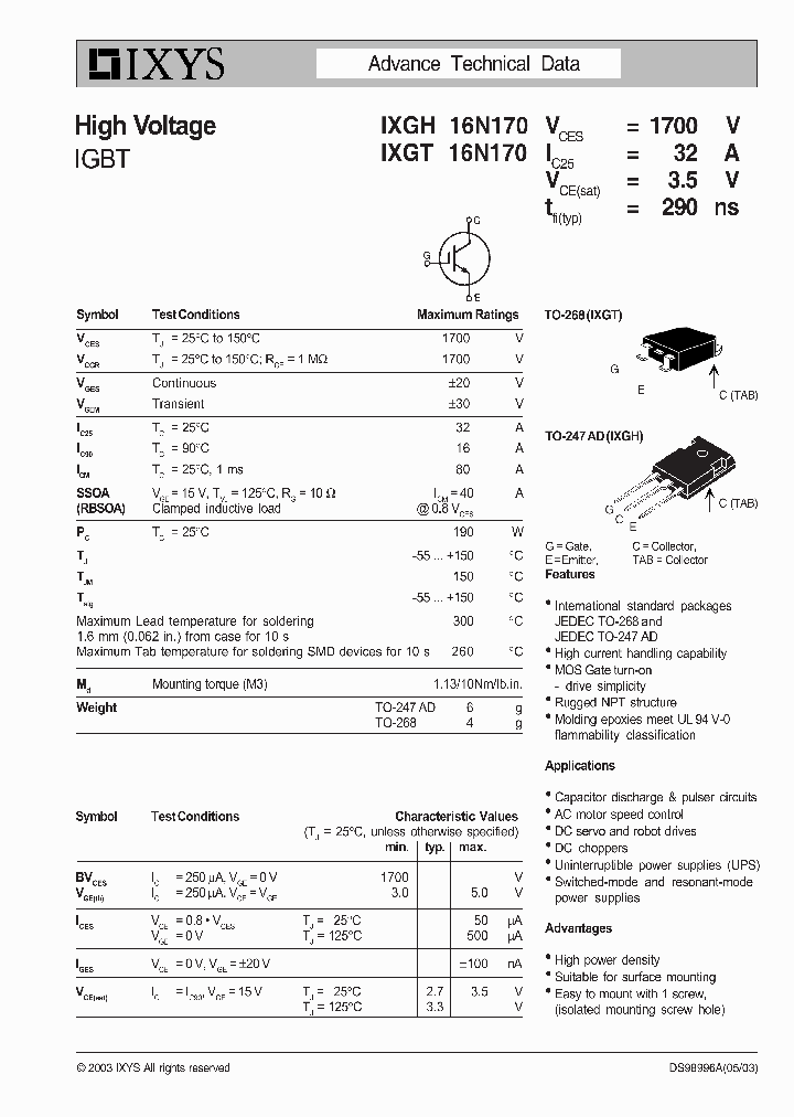 IXGH16N170_5308500.PDF Datasheet