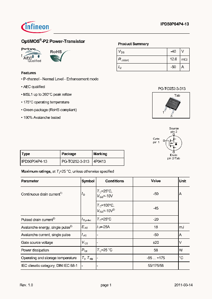 IPD50P04P4-13_5319686.PDF Datasheet