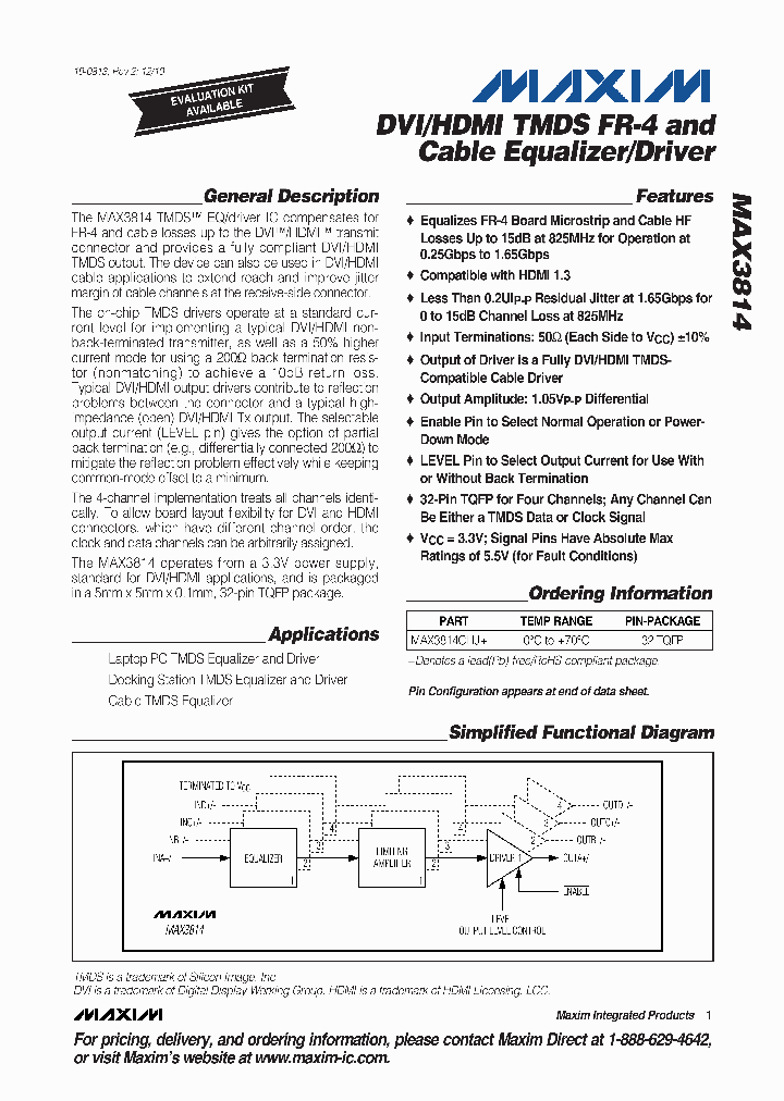 MAX3814CHJ_5321688.PDF Datasheet