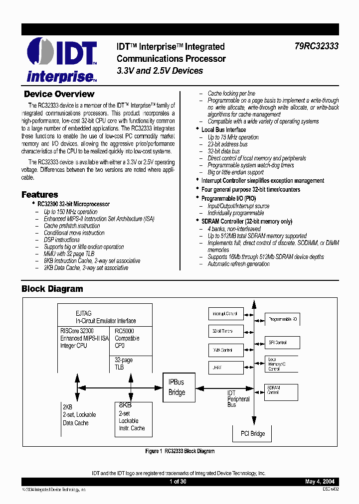IDT79RC32333_5322396.PDF Datasheet