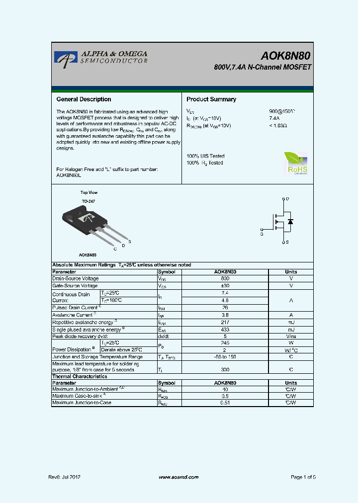 AOK8N80_5327327.PDF Datasheet