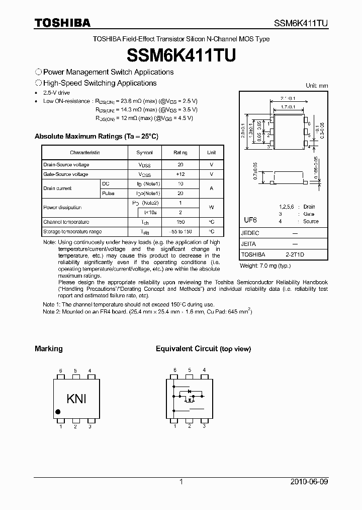 SSM6K411TU_5331904.PDF Datasheet