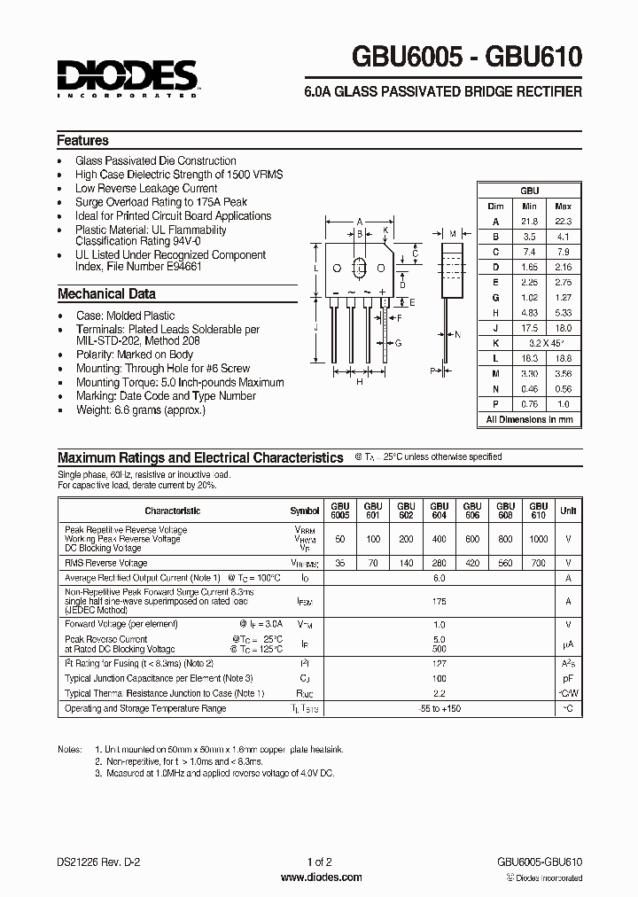 GBU610_5331314.PDF Datasheet