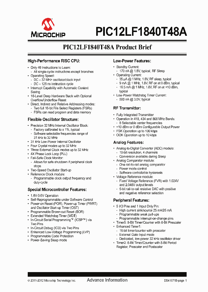 PIC12LF1840T48A_5345230.PDF Datasheet