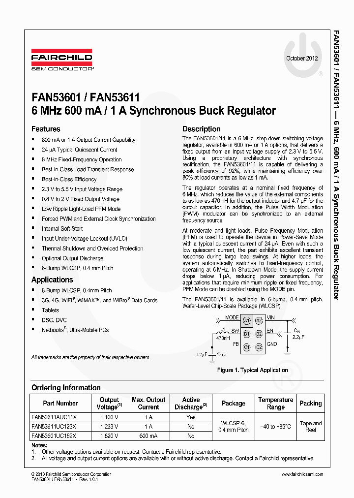 FAN53611UC123X_5352030.PDF Datasheet