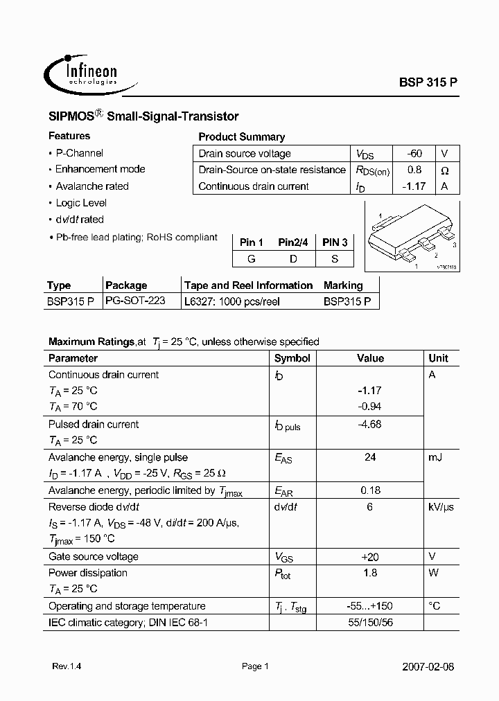 BSP315P07_5358394.PDF Datasheet