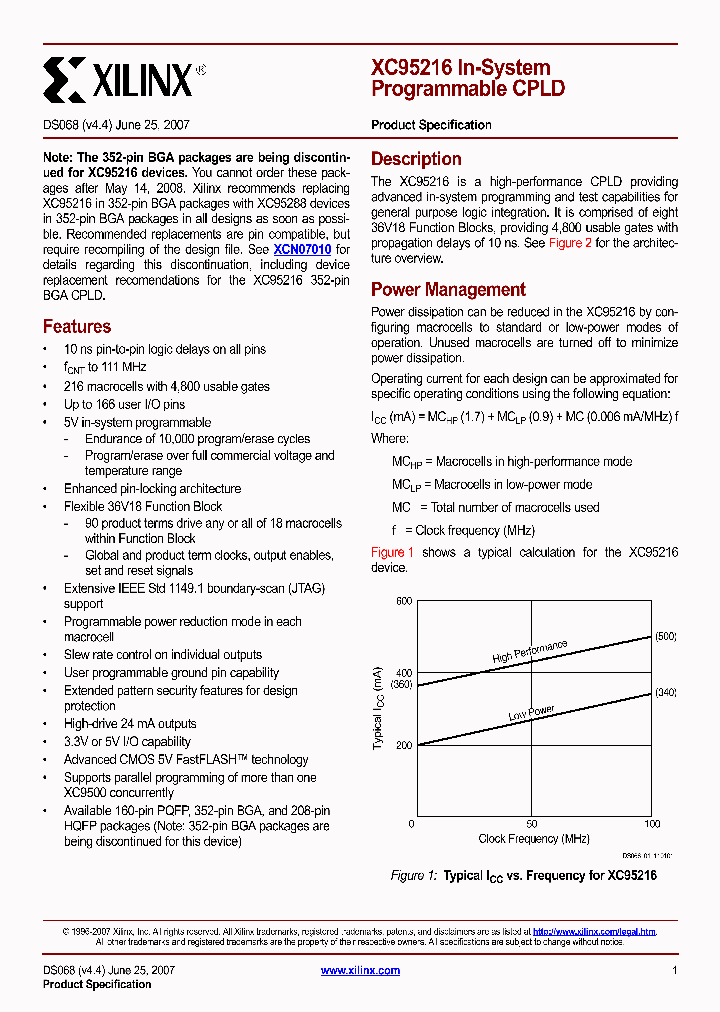 XC95216-10PQG160C_5359639.PDF Datasheet