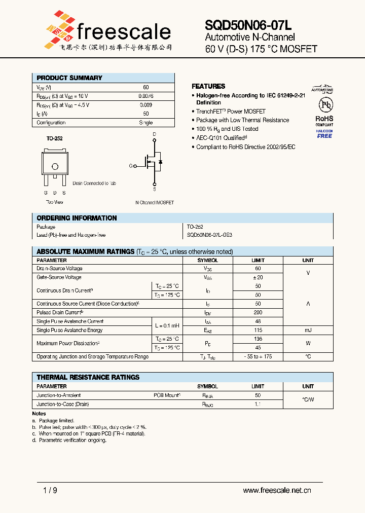 SQD50N06-07L_5360623.PDF Datasheet