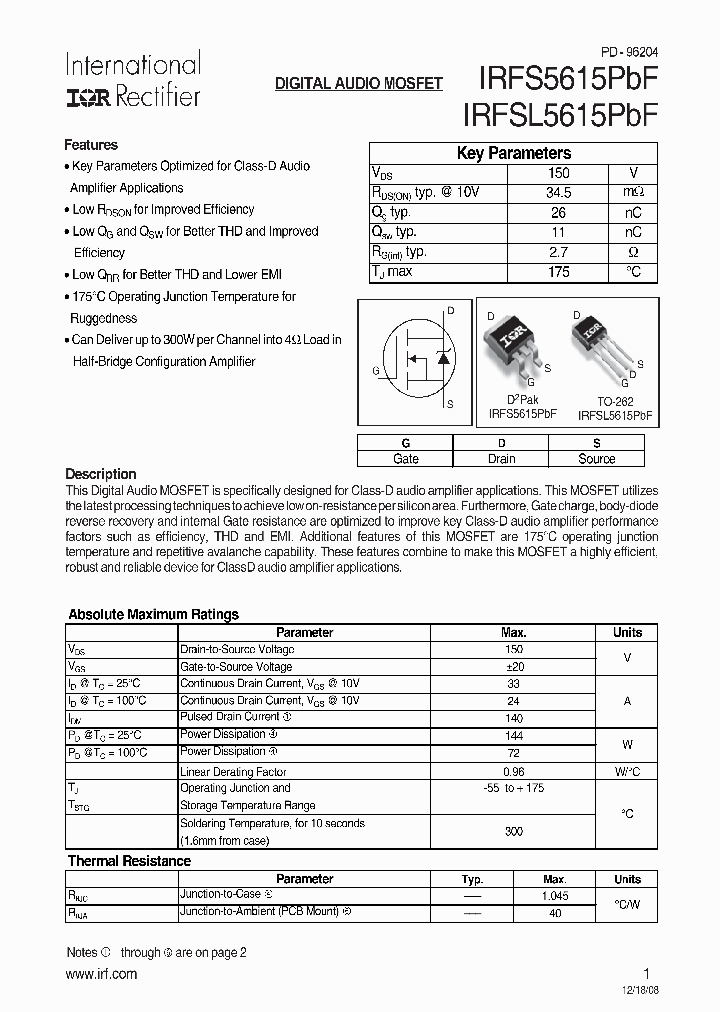 IRFSL5615PBF_5360735.PDF Datasheet