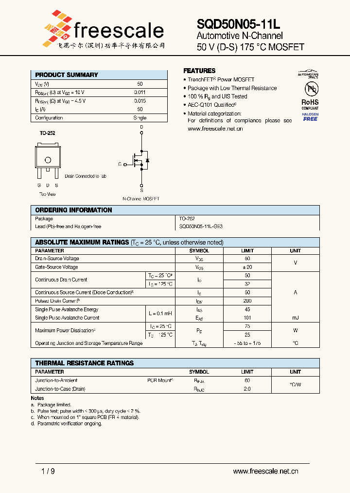 SQD50N05-11L_5360621.PDF Datasheet