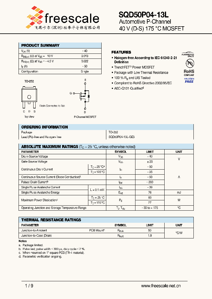 SQD50P04-13L_5360627.PDF Datasheet