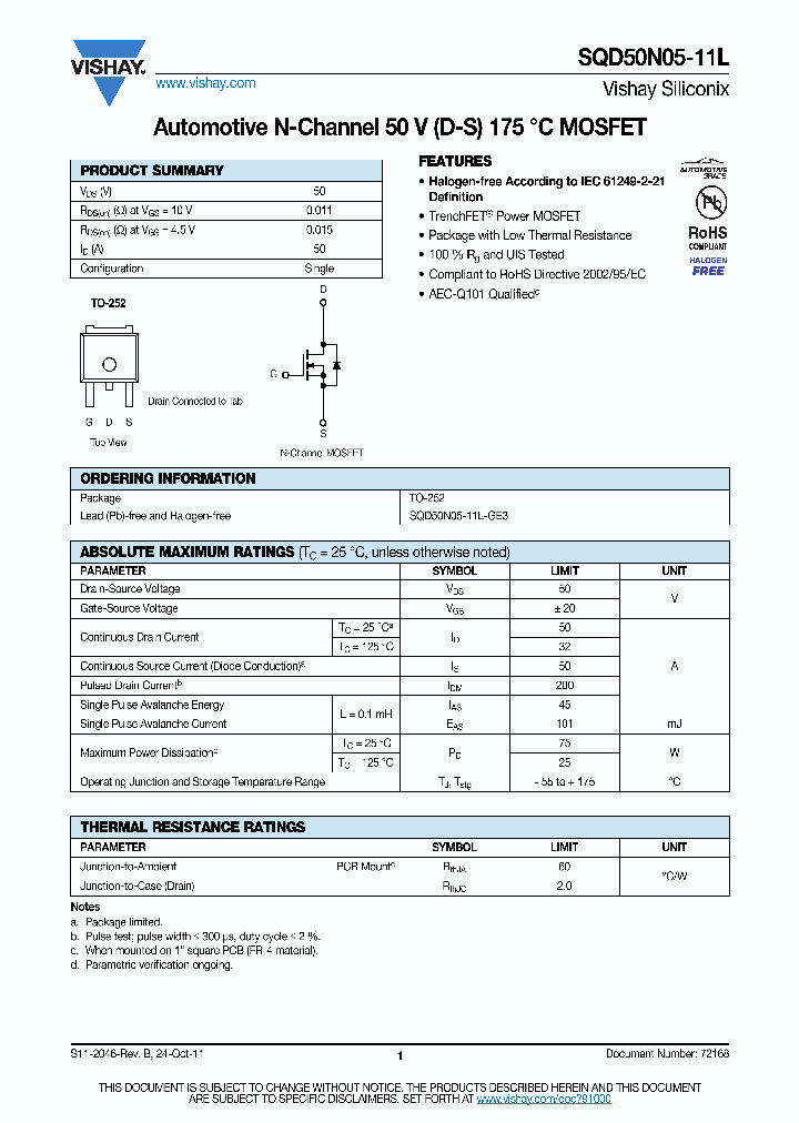 SQD50N05-11L_5360620.PDF Datasheet