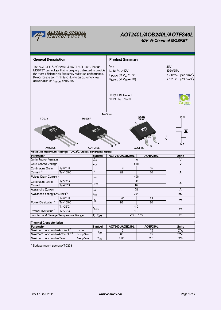 AOB240L_5366193.PDF Datasheet