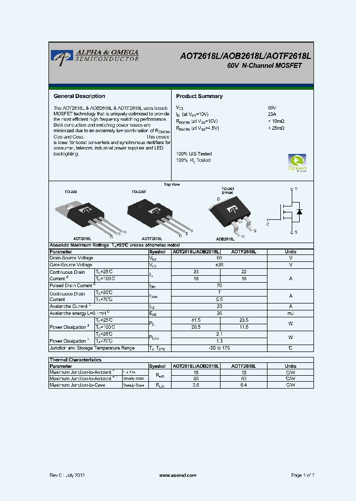AOB2618L_5366200.PDF Datasheet