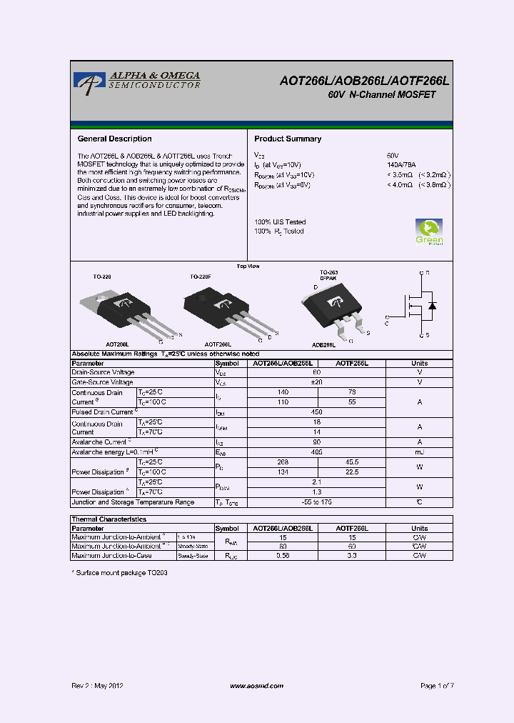 AOB266L_5366202.PDF Datasheet