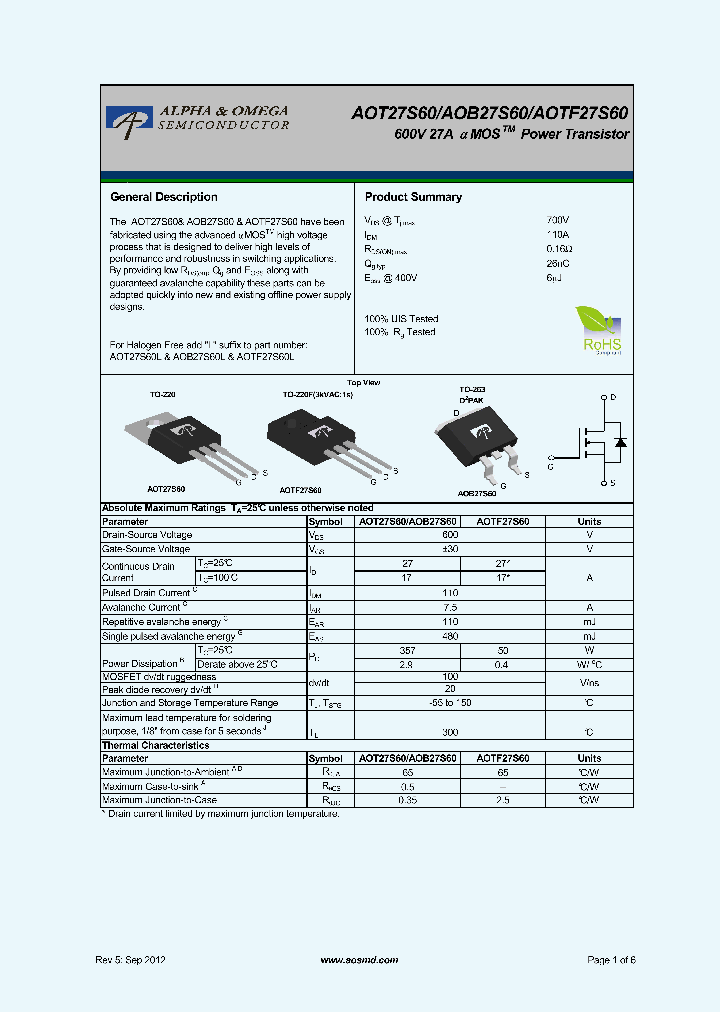 AOB27S60_5366205.PDF Datasheet