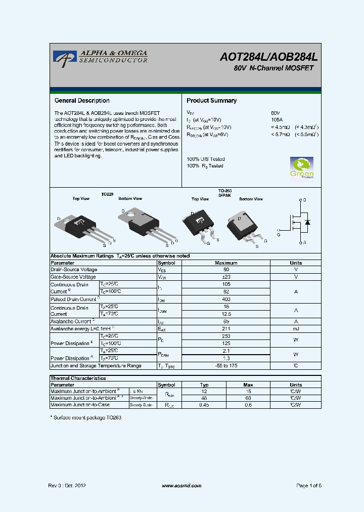 AOB284L_5366207.PDF Datasheet