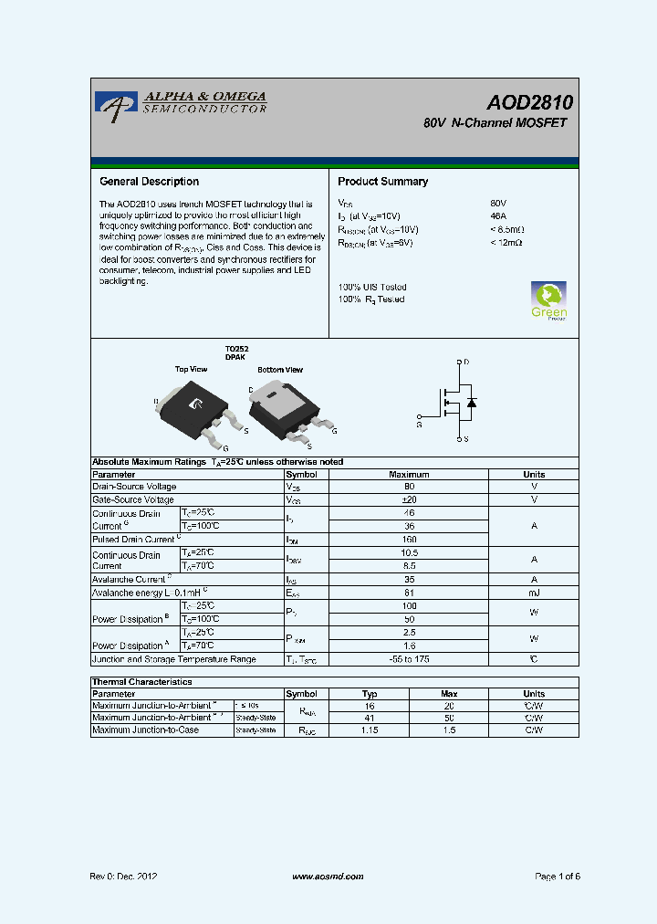 AOD2810_5366485.PDF Datasheet