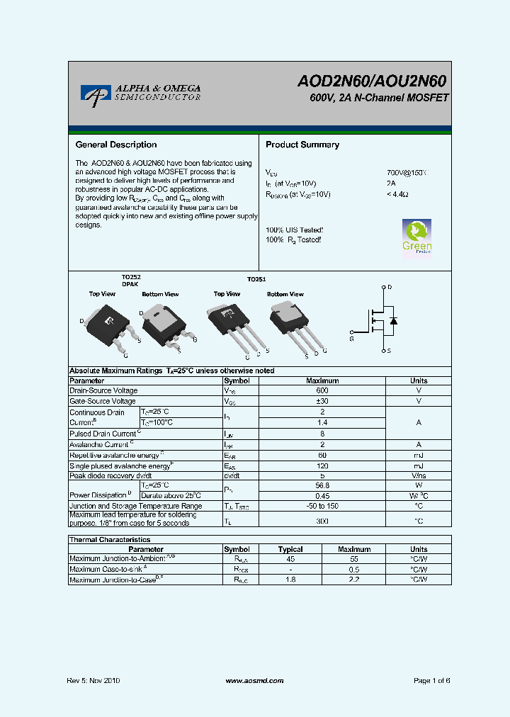 AOD2N60_5366490.PDF Datasheet