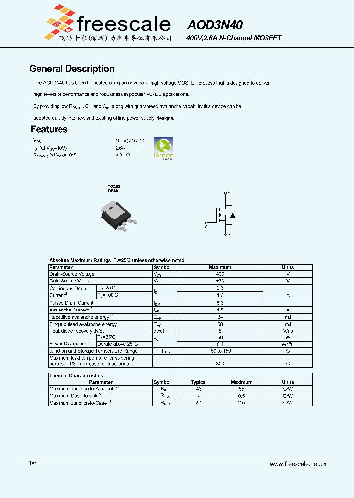 AOD3N40_5366492.PDF Datasheet