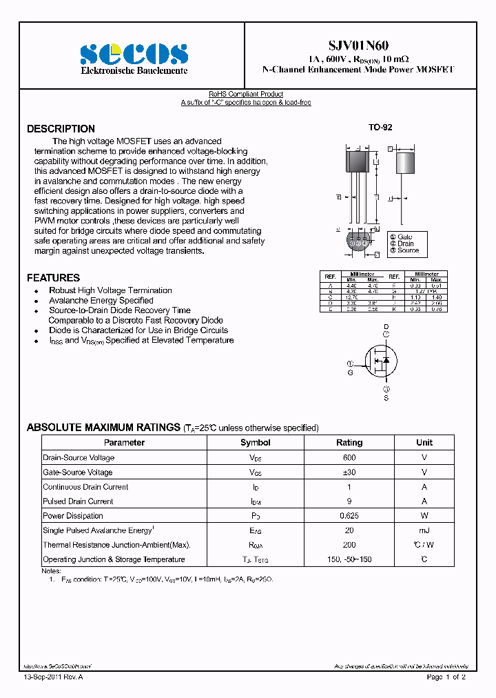 SJV01N60_5370270.PDF Datasheet