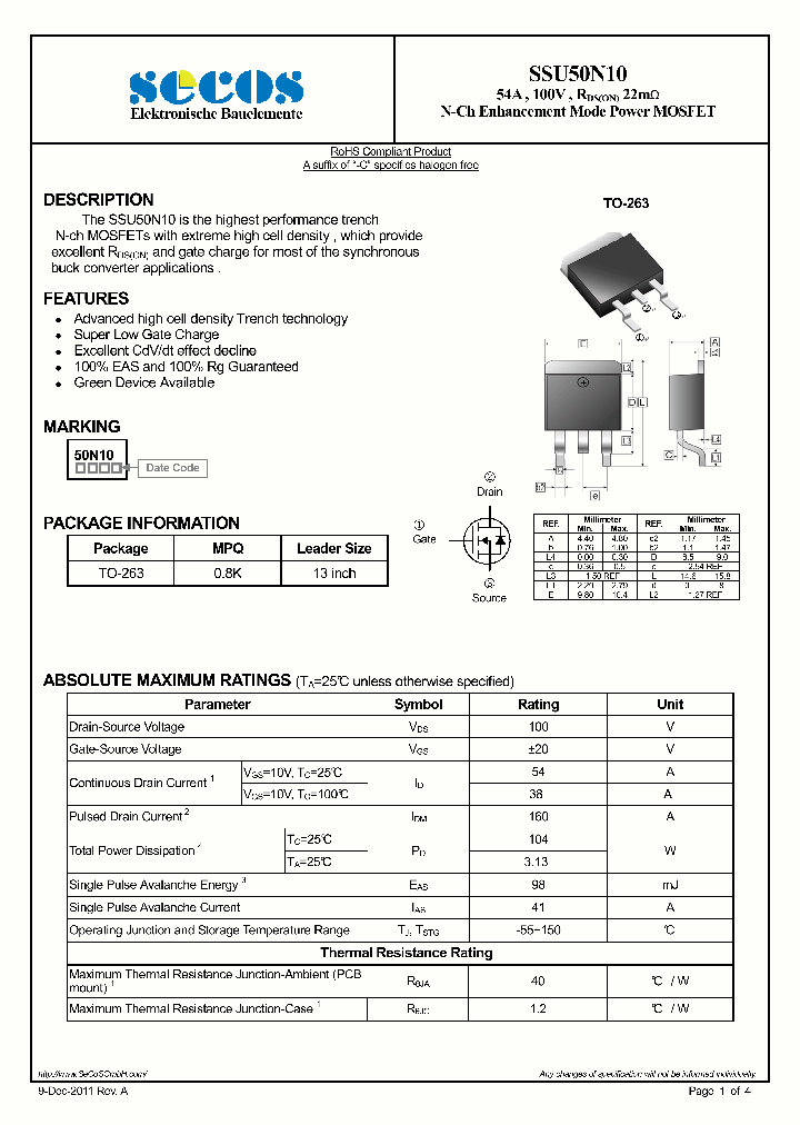 SSU50N10_5376558.PDF Datasheet