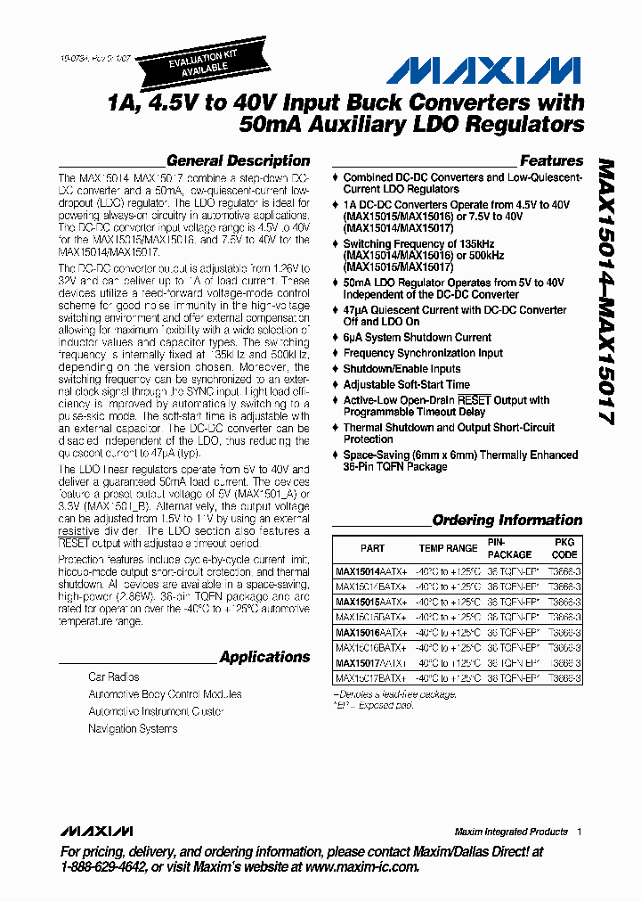 MAX15014AATX_5387663.PDF Datasheet