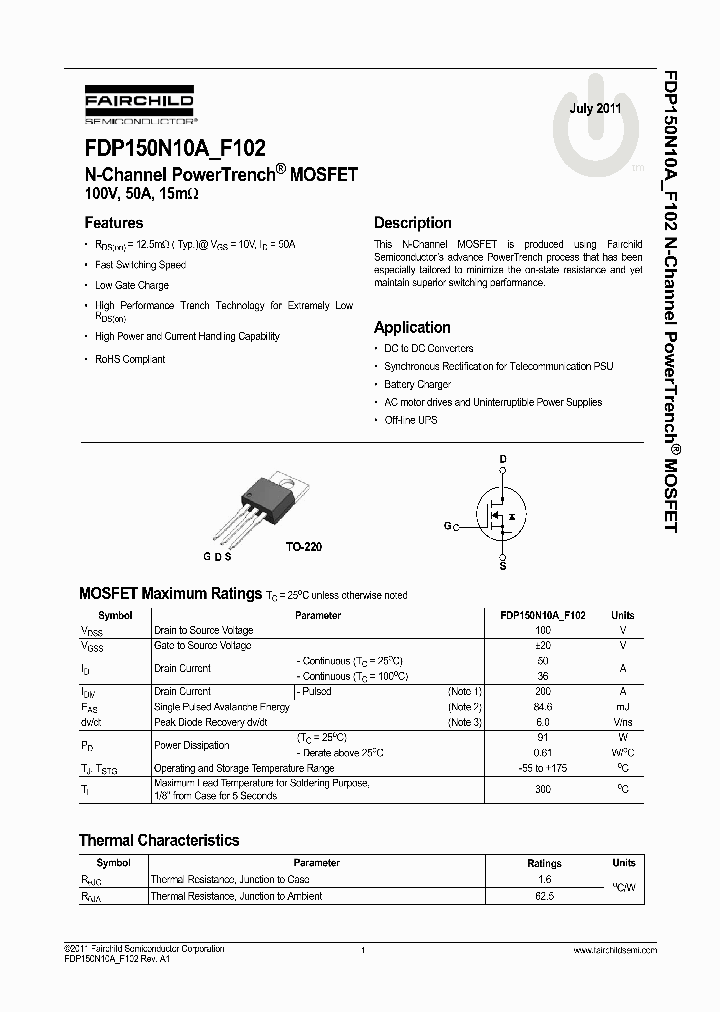FDP150N10A_5389924.PDF Datasheet