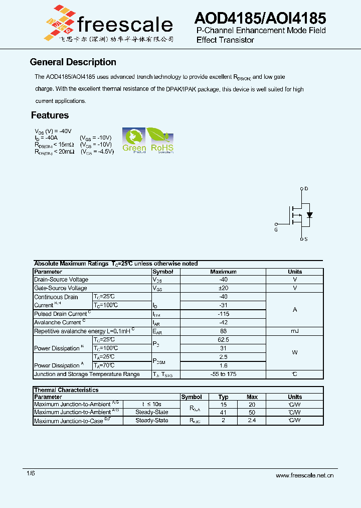 AOI4185_5394098.PDF Datasheet