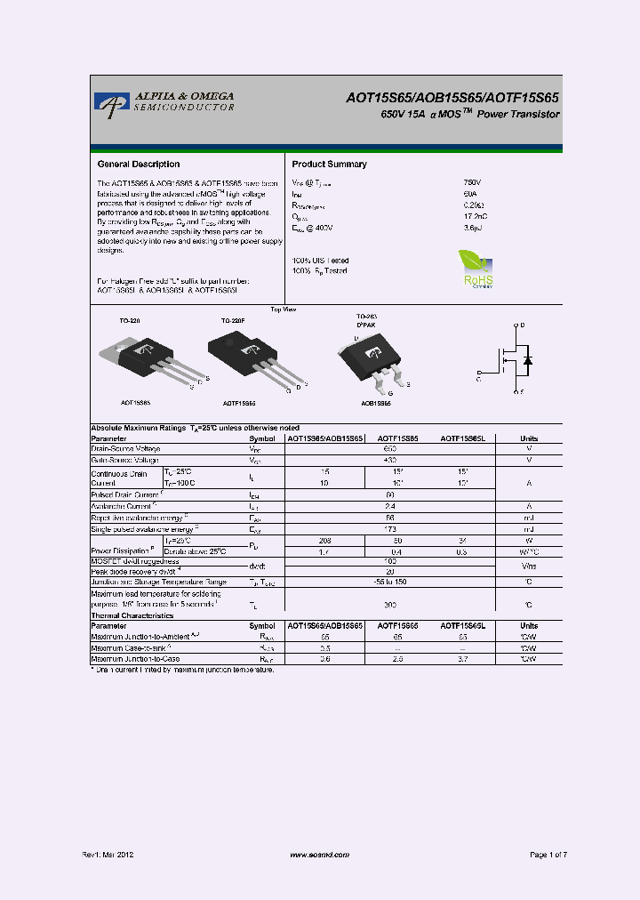 AOTF15S65_5395627.PDF Datasheet