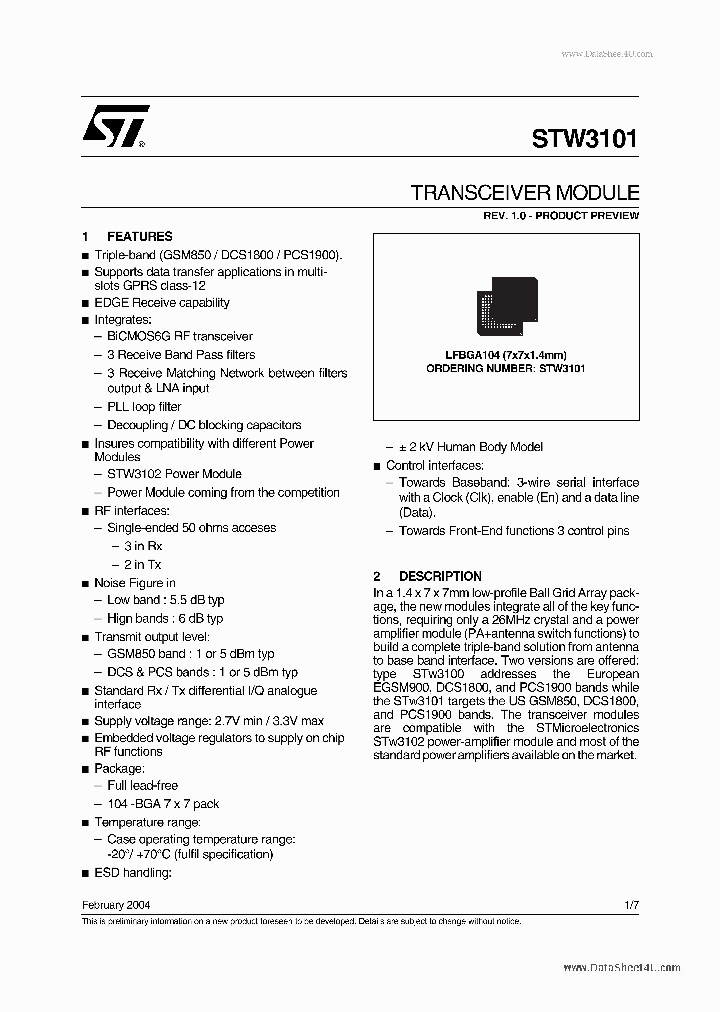STW3101_5401001.PDF Datasheet