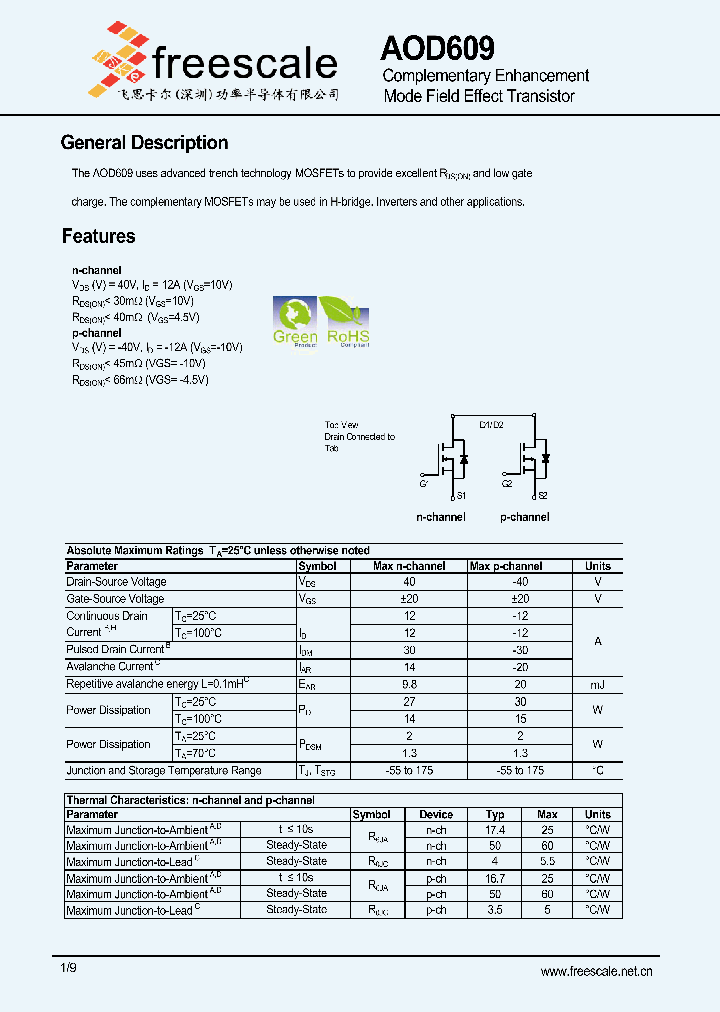 AOD609_5401517.PDF Datasheet