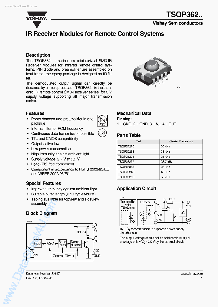 TSOP36238_5405545.PDF Datasheet