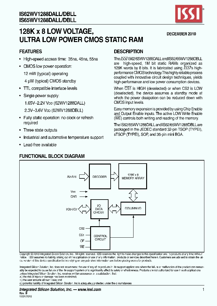 IS62WV1288DALLDBLL_5406834.PDF Datasheet