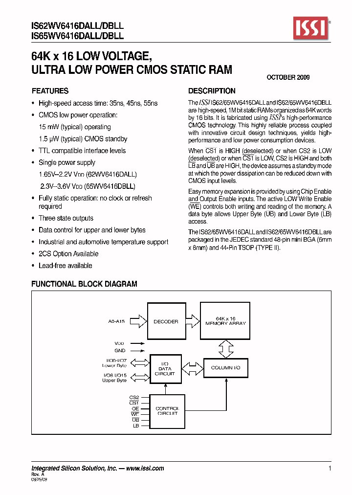 IS62WV6416DALLDBLL_5406836.PDF Datasheet
