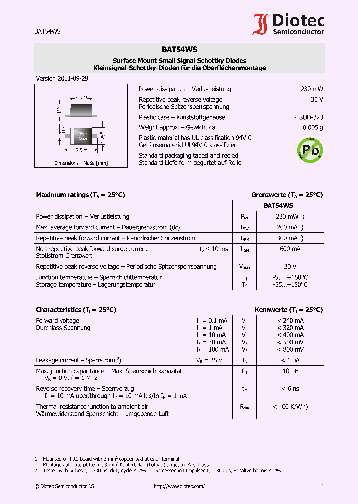 BAT54WS_5407687.PDF Datasheet