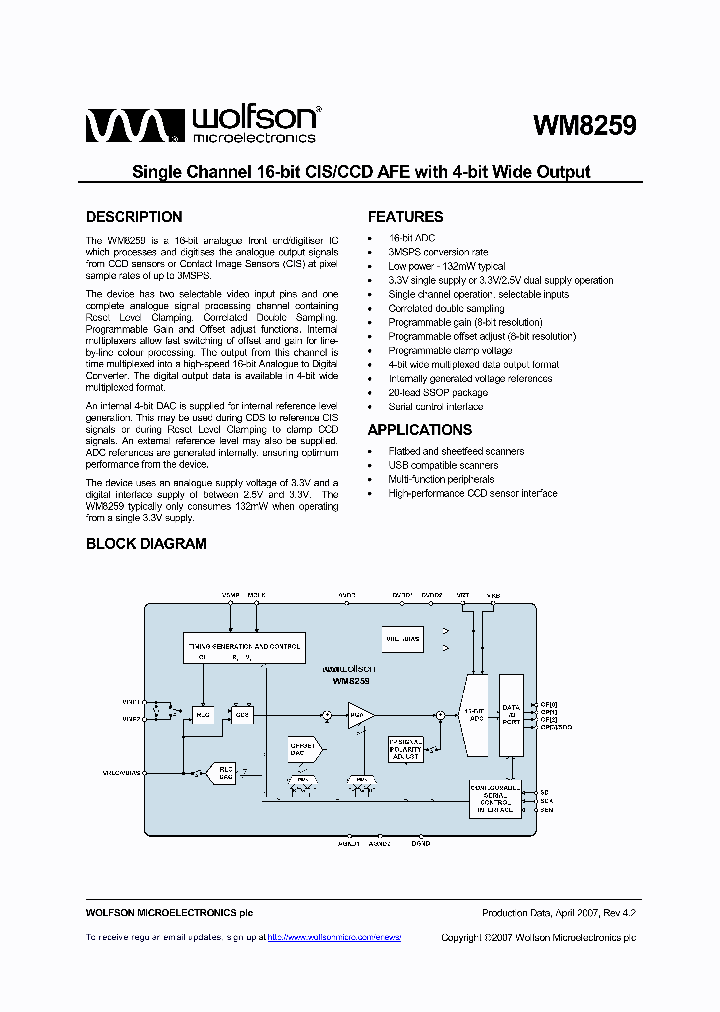 WM8259_5410380.PDF Datasheet