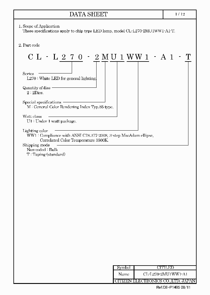CL-L270-2MU1WW1-A1_5412385.PDF Datasheet