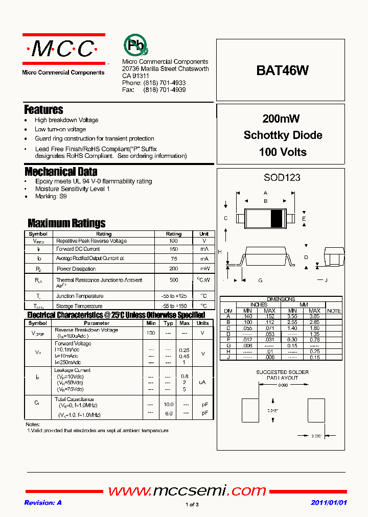 BAT46W_5415106.PDF Datasheet