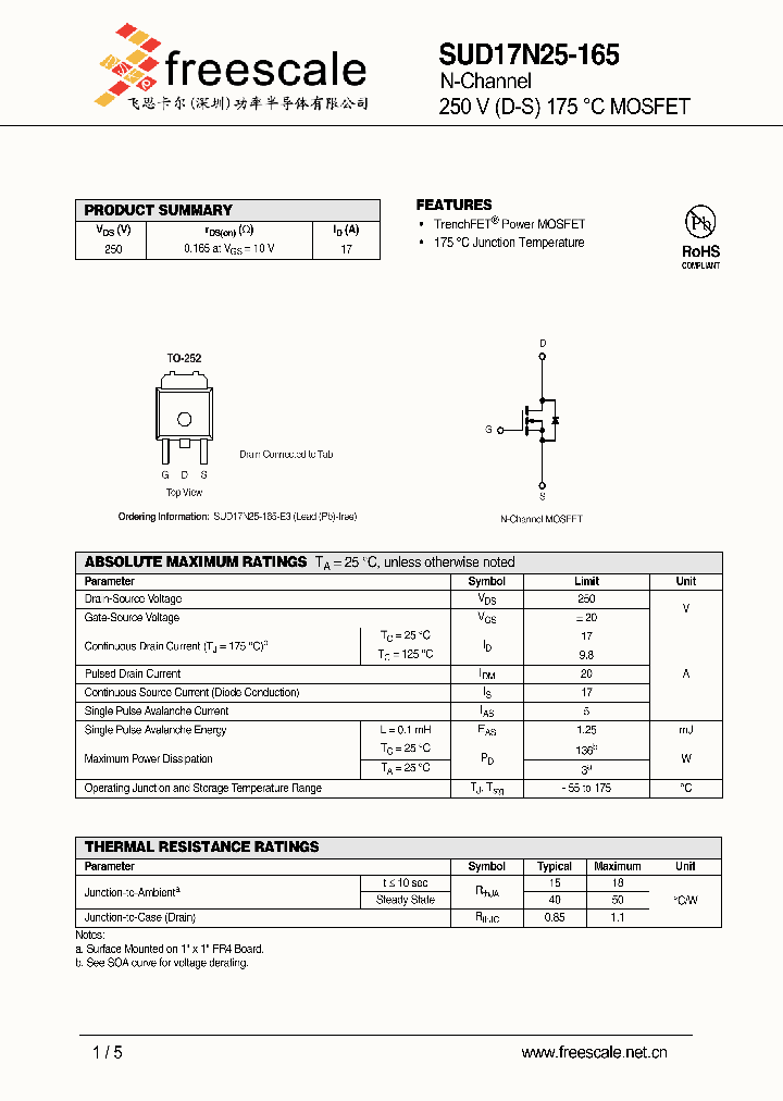 SUD17N25-165_5419180.PDF Datasheet