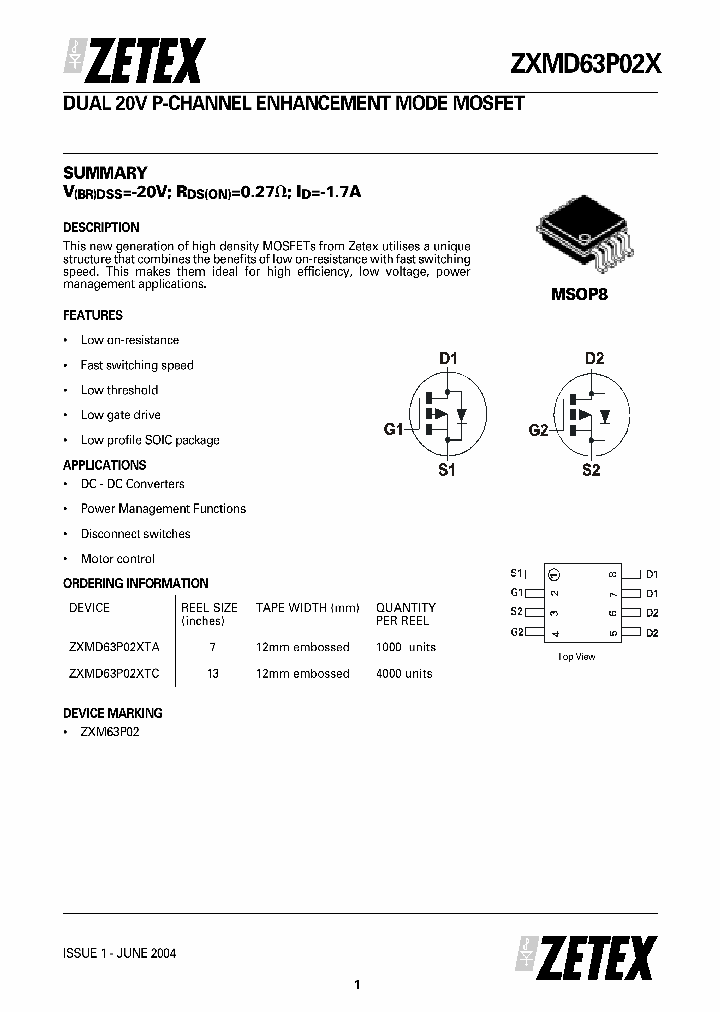 ZXMD63P02X_5424556.PDF Datasheet