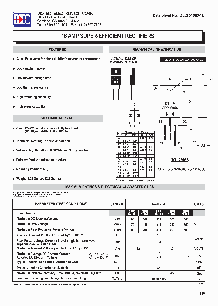 SEDR-1600C-2B_5429250.PDF Datasheet