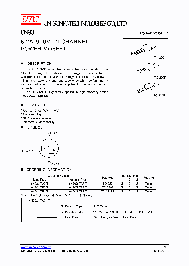 6N90G-TA3-T_5432392.PDF Datasheet