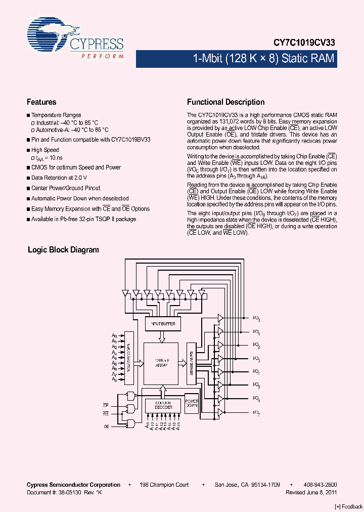 CY7C1019CV33-10ZXAT_5445245.PDF Datasheet