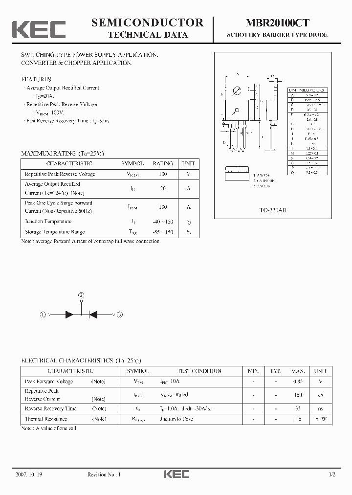 MBR20100CT_5446245.PDF Datasheet
